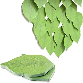 100 Sheets Sticky Notes, Beautiful Green Leaf-Shaped Self Stick Notes, Self Sticky Note Pads, Sticky Memo Set for DIY Decoration, School and Home Uses