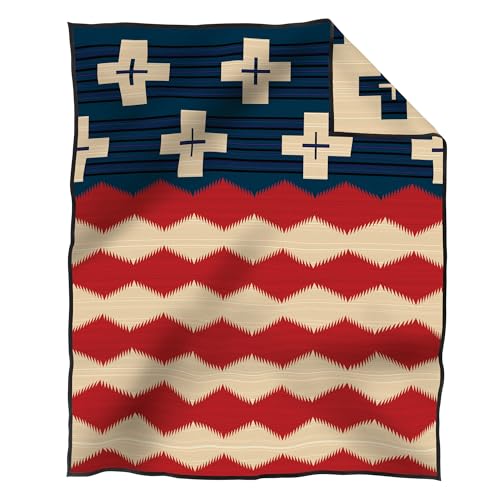 Image of Pendleton Jacquard Unnapped Twin Blanket, 64 x 80 in, Heirloom Virgin Wool