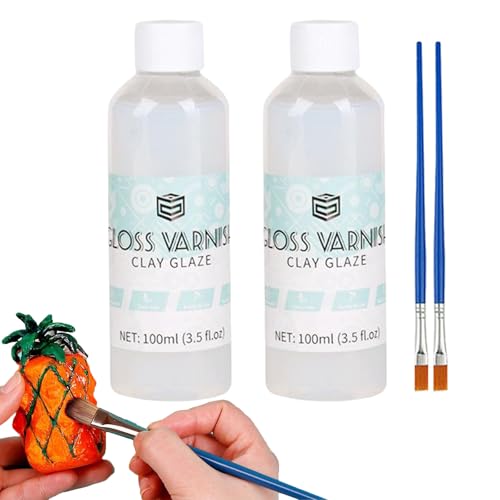 Vernis Argile Autodurcissante,2pc 100ML Vernis Peinture Acrylique,Peinture Argile Autodurcissante EmpêCher,Gloss Vernis Argile,Vernis à L'argile Séché à...