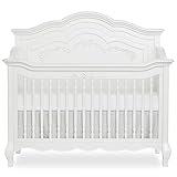 Evolur Aurora Deluxe Edition 5 in 1 Curved Convertible Crib I Fairytale Nursery, Frost, 58x32x54...