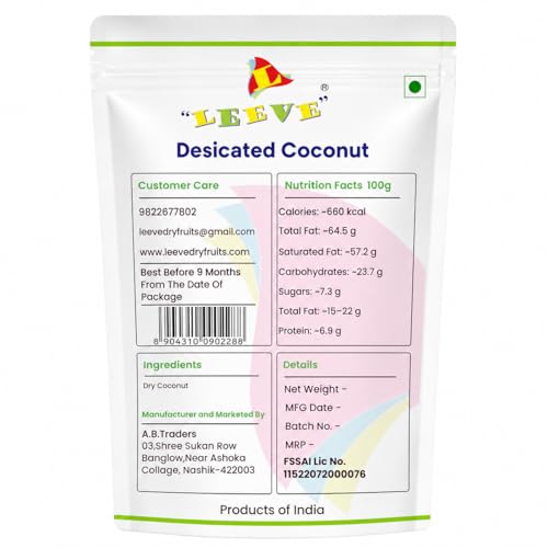 Image of Leeve Desiccated Coconut Powder 800g | Fine Coconut Copra Bura | Baking, Sweets, Garnish & Cooking Use | Fresh Dry Coconut Powder | No Added Preservatives