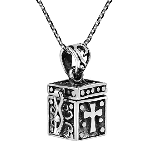 AeraVida Christian Prayer Box Locket .925 Sterling Silver Pendant Necklace | Elegant Religious Sterling Silver Jewelry for Women - Main Image