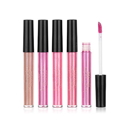 Colorco Expressions 5Pc Luxe Nudes Luxurious Lip Gloss Set Of 5 Collection - Brilliant Shea Butter Lip Moisturizer, Metallic Finish Berry Hue Aesthetic Makeup For Women #TOP9
