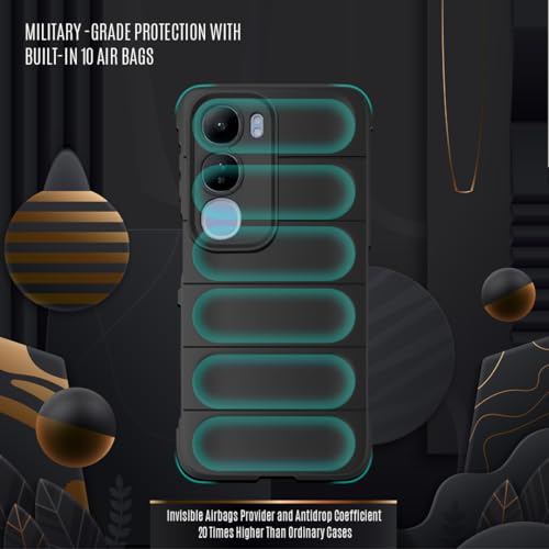 Image of Liquid Silicon Back Cover Case for Vivo Y29 5G Shockproof Military Grade Protection with Shockproof 10X Bumpers Micro-Fibre Cloth On Inner Side for Vivo Y29 5G - Black