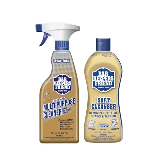 Bar Keepers Friend Soft Cleanser (13 oz) and MORE Spray + Foam (25.4 oz) Multipurpose Cleaner...