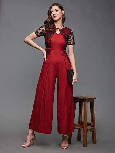 Image of Miss Chase Women's Self Design Cut-Out Georgette Jumpsuit