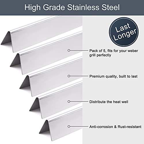 15.3 Inch 7636 Flavorizer Bars Compatible For Weber Spirit 300 Series, Spirit E310 E320 E330 S310 S320 S330 Grills, 5-Pack Stainless Steel Flavor Bars Grill Parts For Weber 7636, Spirit E-310 Grill #TOP4