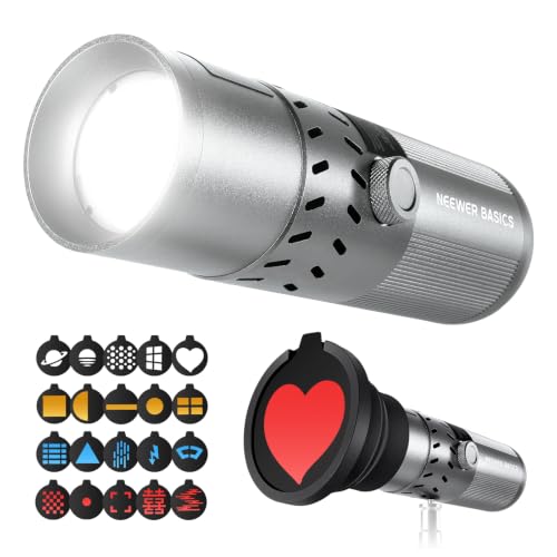 Image of NEEWER BASICS 20W RGB Photography Flashlight with 4 Colors /20 Gobo Filters, Built in 49.95Wh Battery, 6300K CRI95+ Portable LED Spotlight Ambient Sunset Light for Video Recording Studio Lighting, FL20