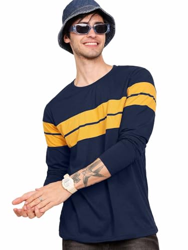 Image of LEOTUDE Men's Cotton Regular Fit Printed Round Neck Full Sleeve T-Shirt