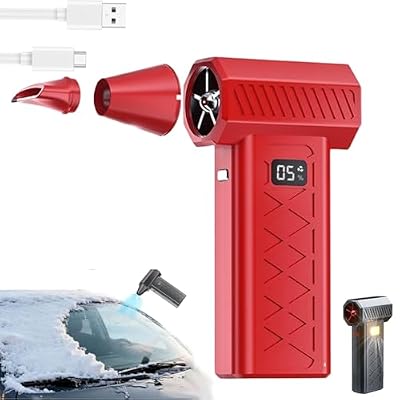 Mini Turbo Snow Blower for Car, Portable Mini Turbo Jet Fan Snow Blower with 6 Adjustable, Hand Held 130,000 RPM Led Turbo Snow Blowers, Electric Air Duster for Drying, Snow Removal, Cleaning (Red)