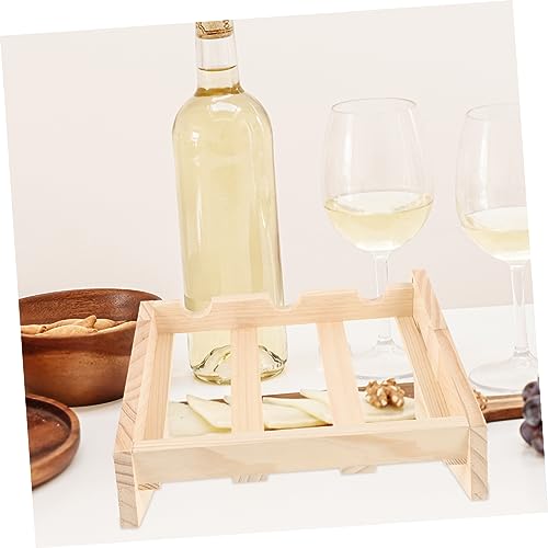 Soporte de vino de madera rústico compacto para mesa miniatura 2