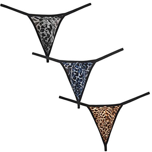 OROCOJUCO Men Contoured Micro Thong Underwear Pouch Leopard Mini Bikin String Tanga3