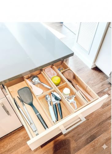 Image of Lipper International Bamboo Drawer Organizer with 3 Removable Dividers, Brown