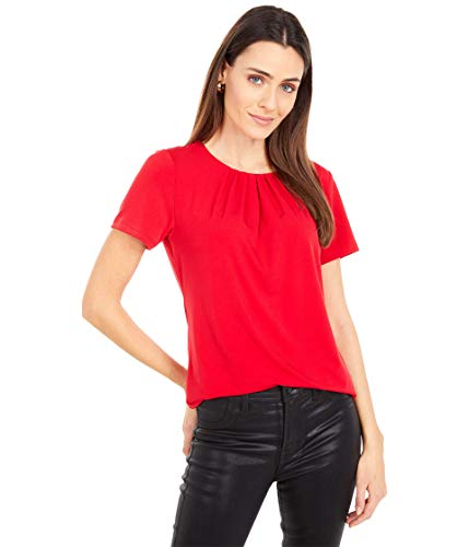 Calvin Klein Solid Blouse with Sleeves Red SM