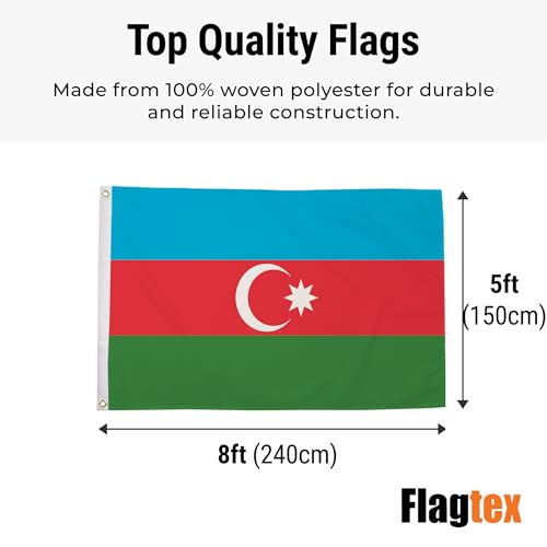 Bandera de Azerbaiyán grande Flagtex de tela resistente para exterior 3