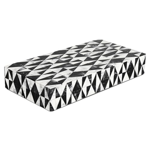 Handicrafts Home Large Decorative Storage Box 12x6– Coffee Table Organizer Box, Modern Home Décor Accent, Keepsake Memory Box, Jewelry Storage Box, Boho Decorative Box with Lid for Shelf, Mantle Decor