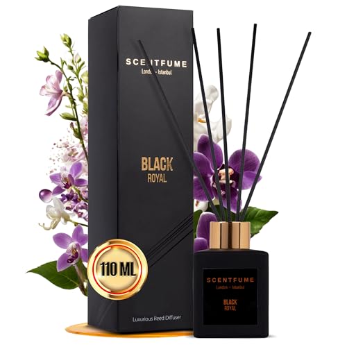 Scentfume Raumdüfte | 110 ml | Diffusor mit Stäbchen angenehmer Raumduft mit | Veilchen Jasmin und Schwarze Orchidee Zimt | Lang anhaltender Duft für jedes Zimmer für eine frische Atmosphäre