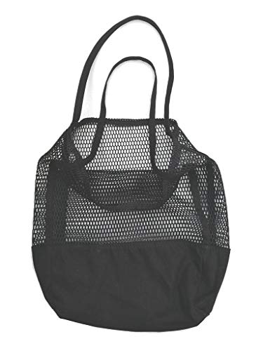 Chezi Mesh Canvas Large Shoulder Bag Black3