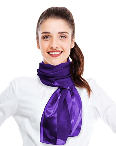 CBC Crown Women's Silk Feel Solid Color Satin Striped 13" x 60" Fashion Shawl Scarf4