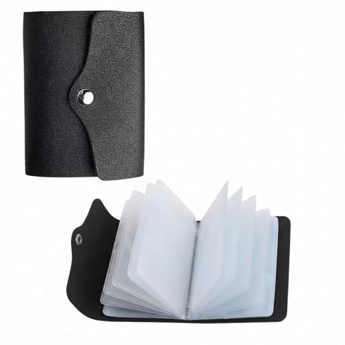 Image of Kraptick Card Holder Wallet - Slim Credit Card Holder, Visiting Card Organizer, Multi Slot Pocket Card Wallet with Secure Closure, Compact Travel Card Case-(Black)