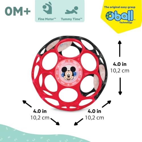 Image of Disney Baby Mickey Mouse Oball Easy Grasp Rattle Along Buddy Infant Toy in Red, Age Newborn and up