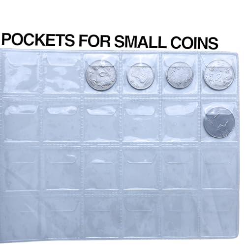 Image of SPS Coin Collection Album - 240 Pockets | Holds Small & Large Coins | 14 Sheets | Premium Storage for Collectors | Coin Organizer | Sapphire Blue