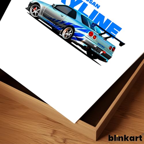 Image of BLINKART Nissan Skyline GT-R (R34)Car Posters Sticker Gift Items for Boys Room Wall Decor || Comes with Double-Sided Tape|| Decoration Bedroom Living Room Office Studio Decor | 12x18 In (A3) - CAR-264