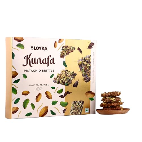 Image of Loyka Kunafa Pistachio Brittles (7 pcs) & Almond Brittle Gold (1 pc) - Premium brittle with Caramel, Pistachio & Kunafa Crunch