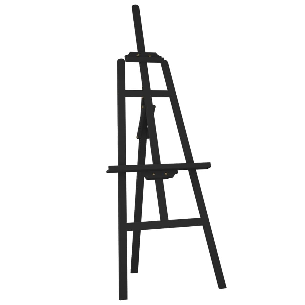 Caballete de madera maciza de pino, altura regulable hasta 107 cm, diseño triangular para lienzos, estable y plegable, color negro