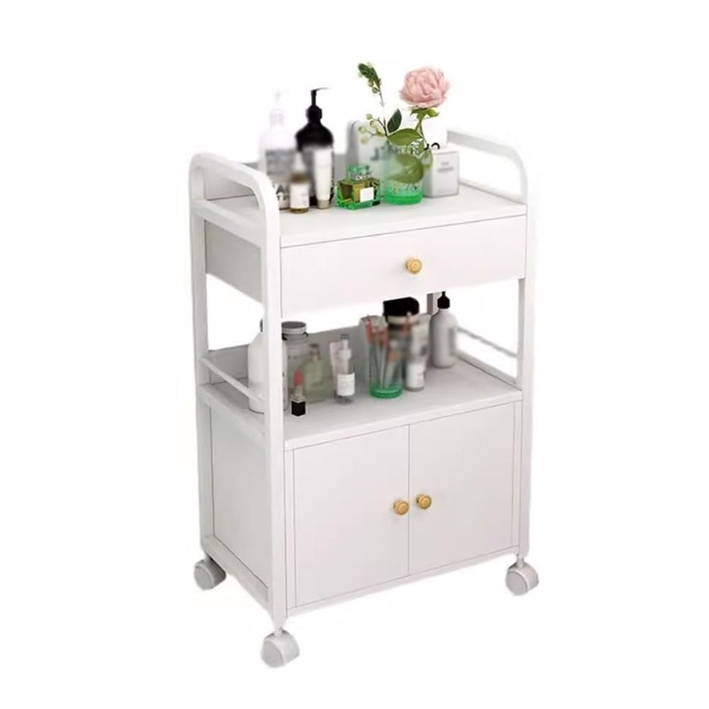 JKJZSALJ Salon Esthetician Cart With Wheels Trolley Tray Storage Cart Mobile Storage Organizer For Cosmetology Massage, Tattoo Manicure Facial Tool Holder Station,B,55x33x80cm