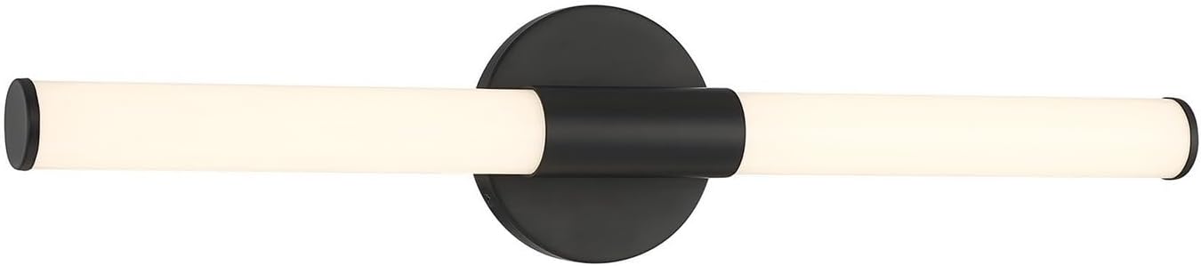 Savoy Lighting Assets 8-9999-24-BK Connor Mini Tube Bathroom Vanity Wall Light, Integrated LED 24 Watt, 5" H x 24" W, Matte Black