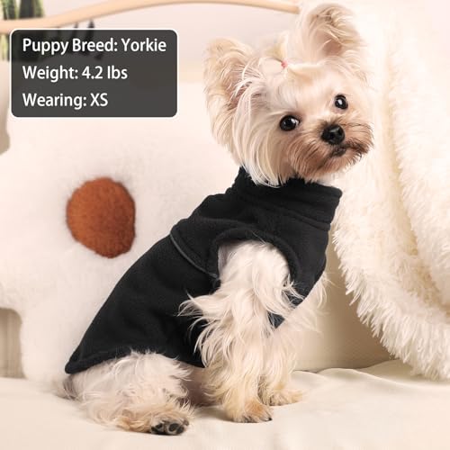 Image of Dog Clothes for Small Dogs Fleece Vest Dog Sweater Boy Girl, Warm Pullover Fleece Doggie Jacket, Winter Pet Ourfit Chihuahua Sweater - Yorkie Clothes (Black, XX-Small)