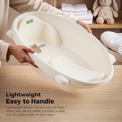 Image of Baybee AquaHug Baby Bath Tub for 0 to 5 Years | Ergonomic Bath Tub for Kids with Anti-Slip Base & Quick Drains | Sitting & Lying Babies Bather & Baby Bathing Tub for Boys Girls (White)