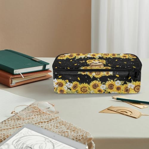 Image of Cute Sloth Girls Pencil Case for Kids 7-12 Pencil Pouch Large Capacity,Sunflower Butterfly Pen Bag for Children 2Nd 3Rd Pencil Box for Boys Teens School Supplies for Outdoor