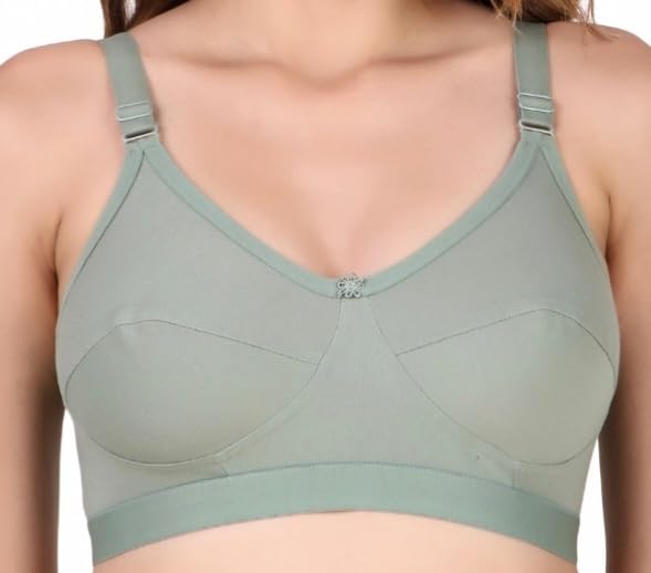 Image of Pack of 2 Women's Pure Cotton Non-Padded Wire-Free Everyday Bra | Full Coverage Seamed Cups with Wide Adjustable Straps | Everyday Comfort