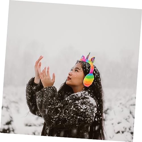 Didiseaon Unicorn Earmuffs Unicorn with Babies Cartoon Hard Hat Ear Muffs Unicorn Hat Ear Muffs Winter Costume4