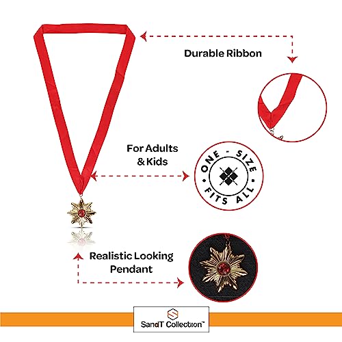 Image of Dracula Medal with Red Ribbon - Perfect for Halloween, Parties, Cosplay, and More