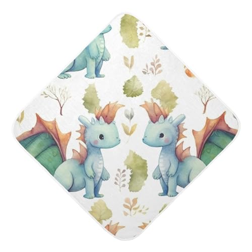 Bulletgxll Cartoon Dragons Baby Hooded Towel Cotton Baby Bath Towel Soft and Absorbent Baby Towels for Newborn, Infant, Toddler (35 x 35 Inch)