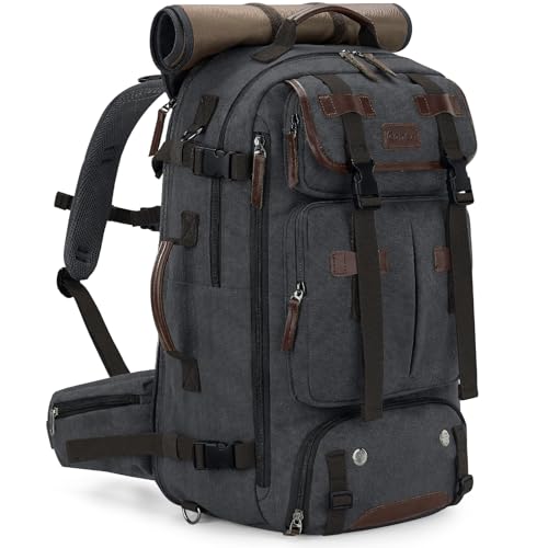 Gonex Canvas Backpack, Vintage 3-in-1 Convertible Laptop Bag for Travel, Work & College, Large Carry-On Rucksack for Men & Women (Dark Grey)