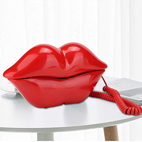 Teléfono de escritorio con cable forma labios rojo miniatura 1