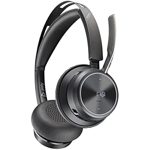 Poly - Voyager Focus 2 UC USB-A Headset (Plantronics) - Bluetooth Dual-Ear (Stereo) Headset with Boom Mic - USB-A PC/Mac Compatible - Active Noise Canceling - Works with Teams (Certified), Zoom & more