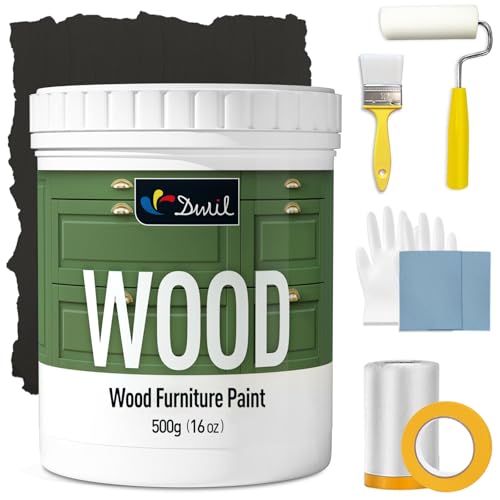 Comparison: Best Wood For Painted Cabinets 4 DWIL Matte Finish Furniture Paint - 16 Oz Wood Paint for Cabinets, Doors, Tables, and Dressers Refinishing - Water-Based, Non-Toxic & Odorless, Easy to Apply(Black)-With Tools