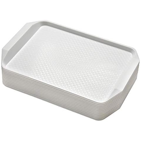 Aebeky 12-Piece White Plastic Fast Food Serving Trays,16.83 by 11.92-Inch Cover