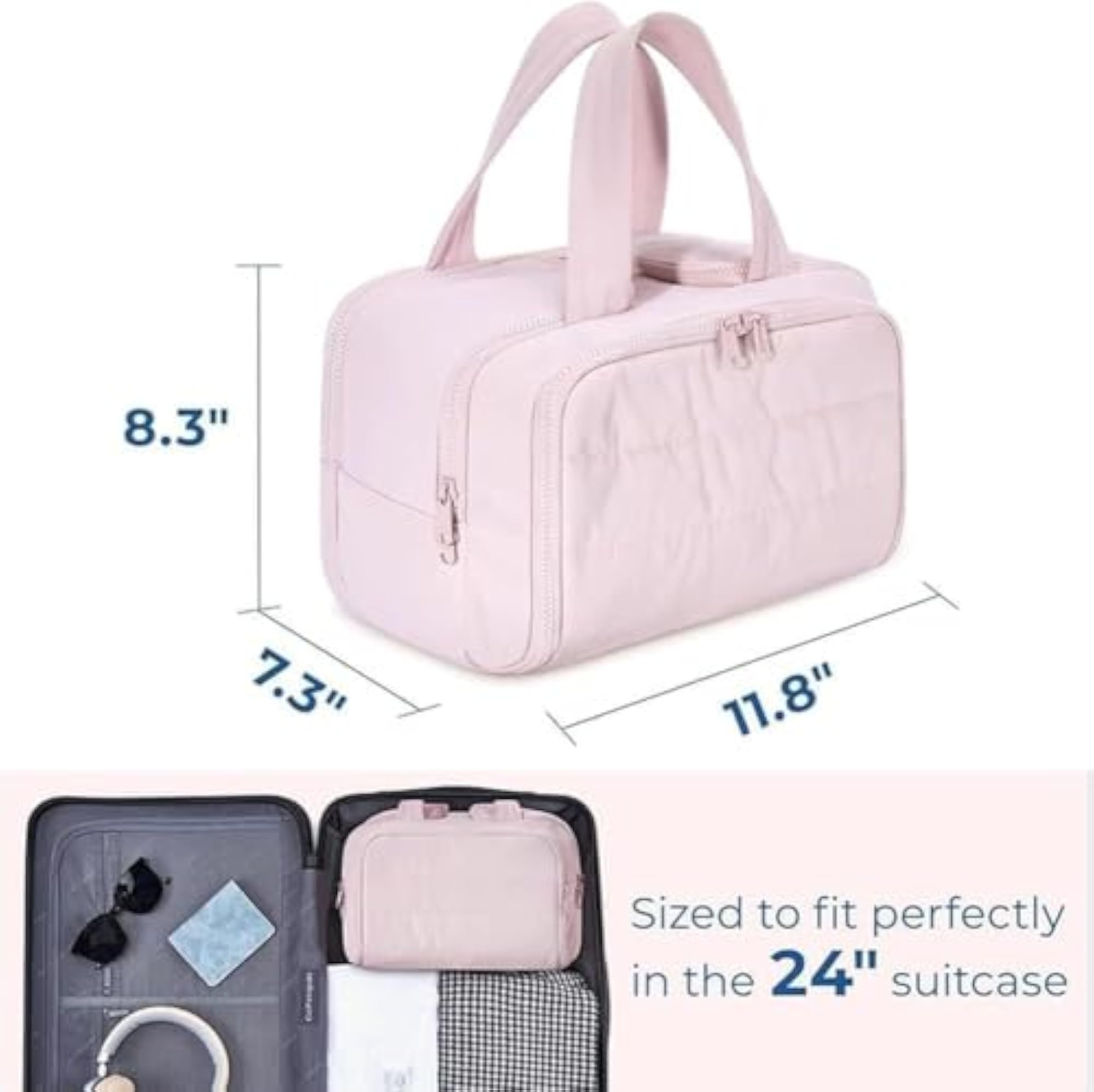 Lightweight Large Wide-Open Toiletry Bag for Women