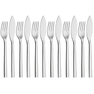 WMF Nuova Fischbesteck Set 12 teilig, Fischset für 6 Personen, Fischgabel, Fischmesser, Cromargan Edelstahl poliert, spülmaschinengeeignet