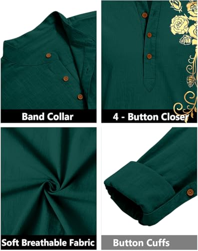 Image of Zombom Men's Cotton Polyester Blend Mandarin Collar Self One Design Printed Full Sleeve Casual Short Kurta