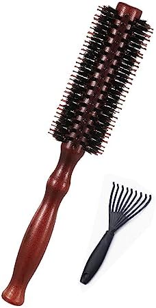 Hwieccogts Round Boar Bristle Brush with Nylon Pin Detangling,hair brushes for Women and Men,Round hair brush for blow drying Straightening Curling Volumizing and Detangling (Tyee A)