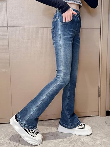 Loyan Flared Jeans for Girls Elastic Waist Denim Pants Ruffle Bell Bottoms Casual Leggings4
