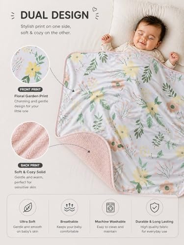 Image of THE LITTLE LOOKERS Soft Blanket for Babies | Ultra Soft, Breathable & Skin-Friendly | Safe & Chemical-Free | All-Season Use | Lightweight AC Blanket for 0-1 Years (Pink Forest)