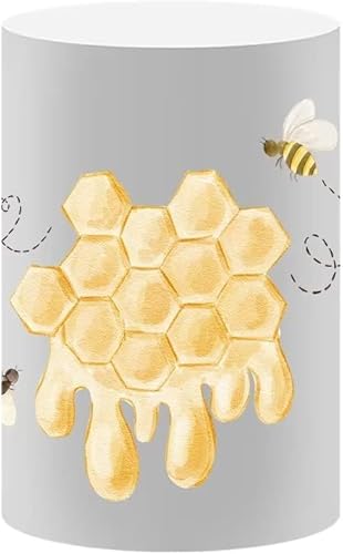 Cubierta de pedestal de panal de abeja para el 1er cumpleaños telón de fondo So Sweet to bee One Cylinder Cover Baby Shower Decoración Circle za110